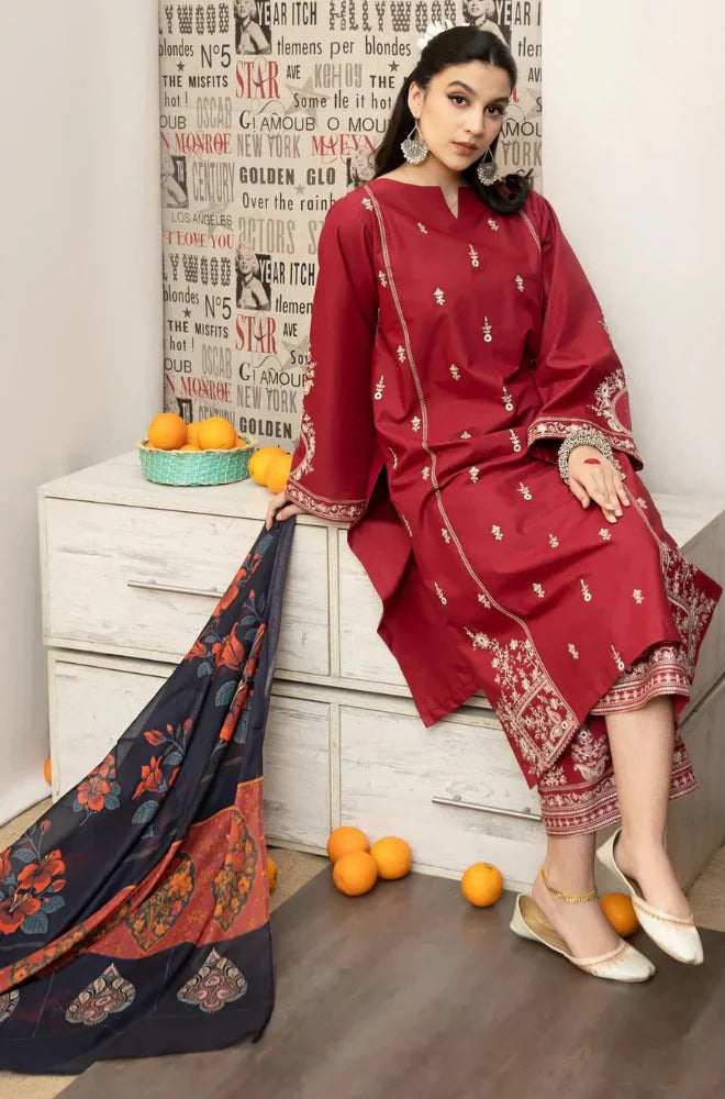 Urge Embroidered Dhanak 3 Piece Suit UR-696 – Winter Collection