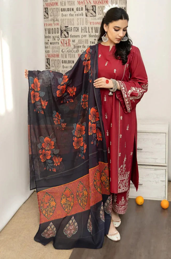 Urge Embroidered Dhanak 3 Piece Suit UR-696 – Winter Collection
