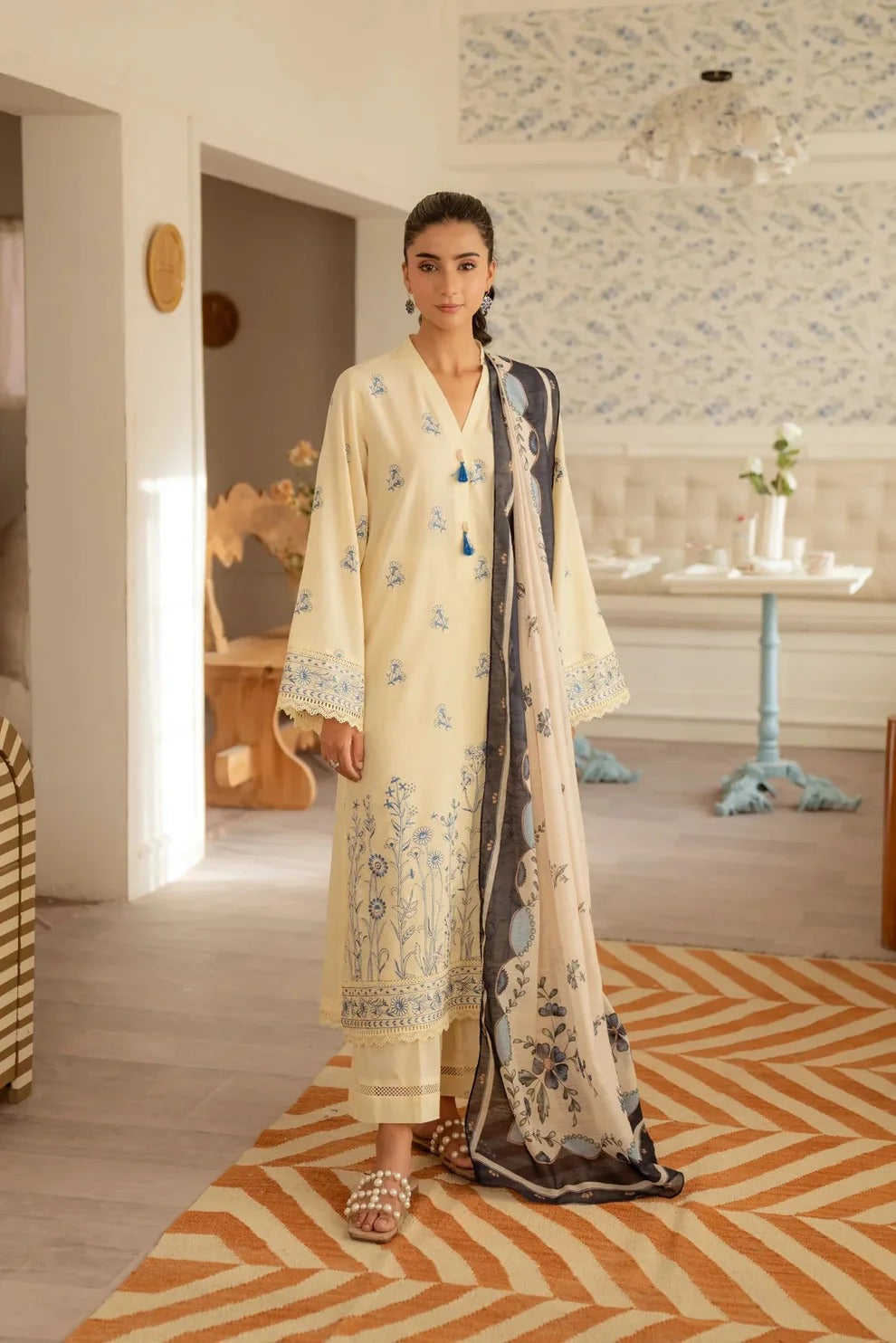 Cross Stitch Embroidered Lawn 3 Piece Suit CS-198 – Premium Summer Collection